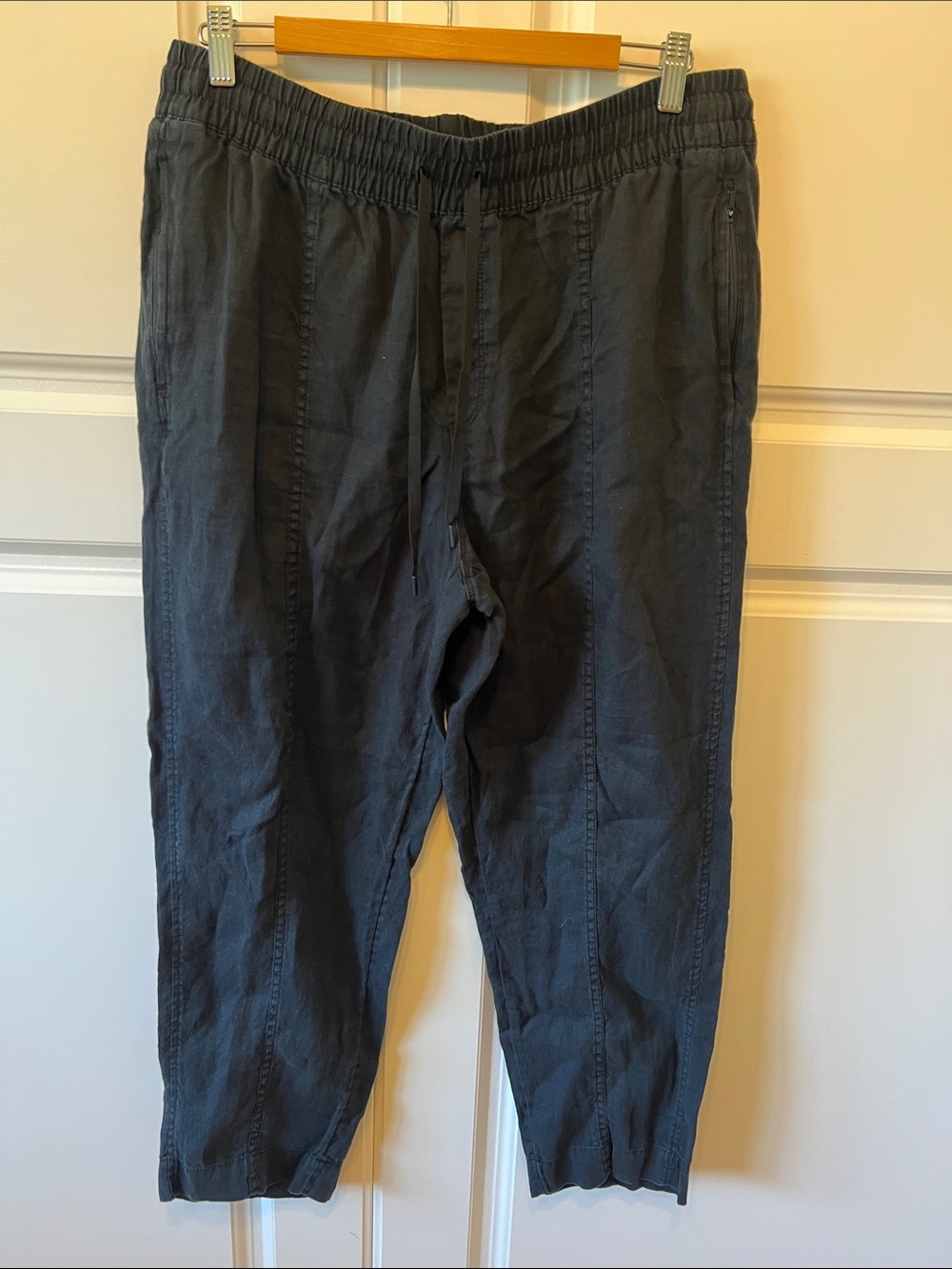 Athleta 100% Linen Pull-On Pants, Black L